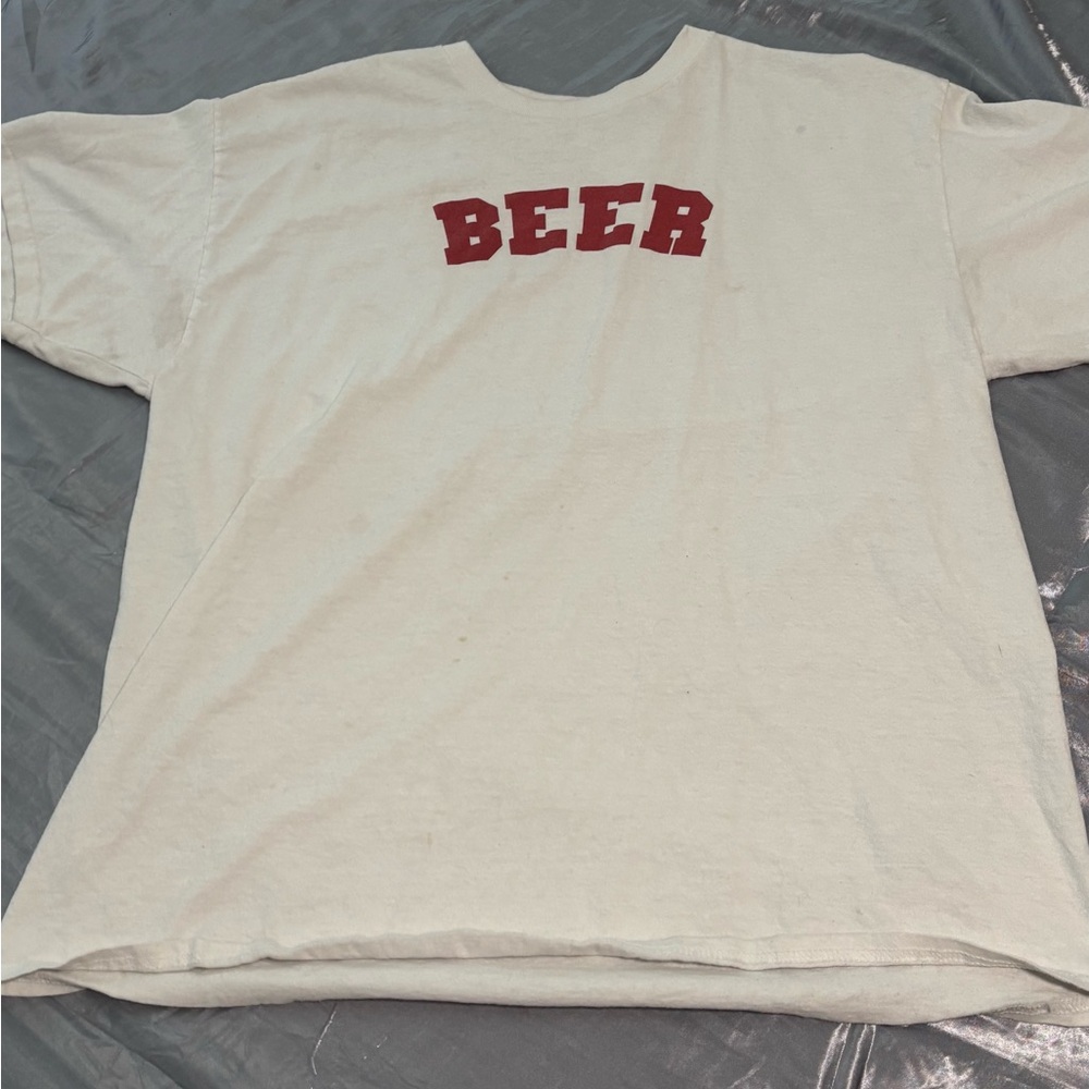 Casual White "Beer" T Shirt